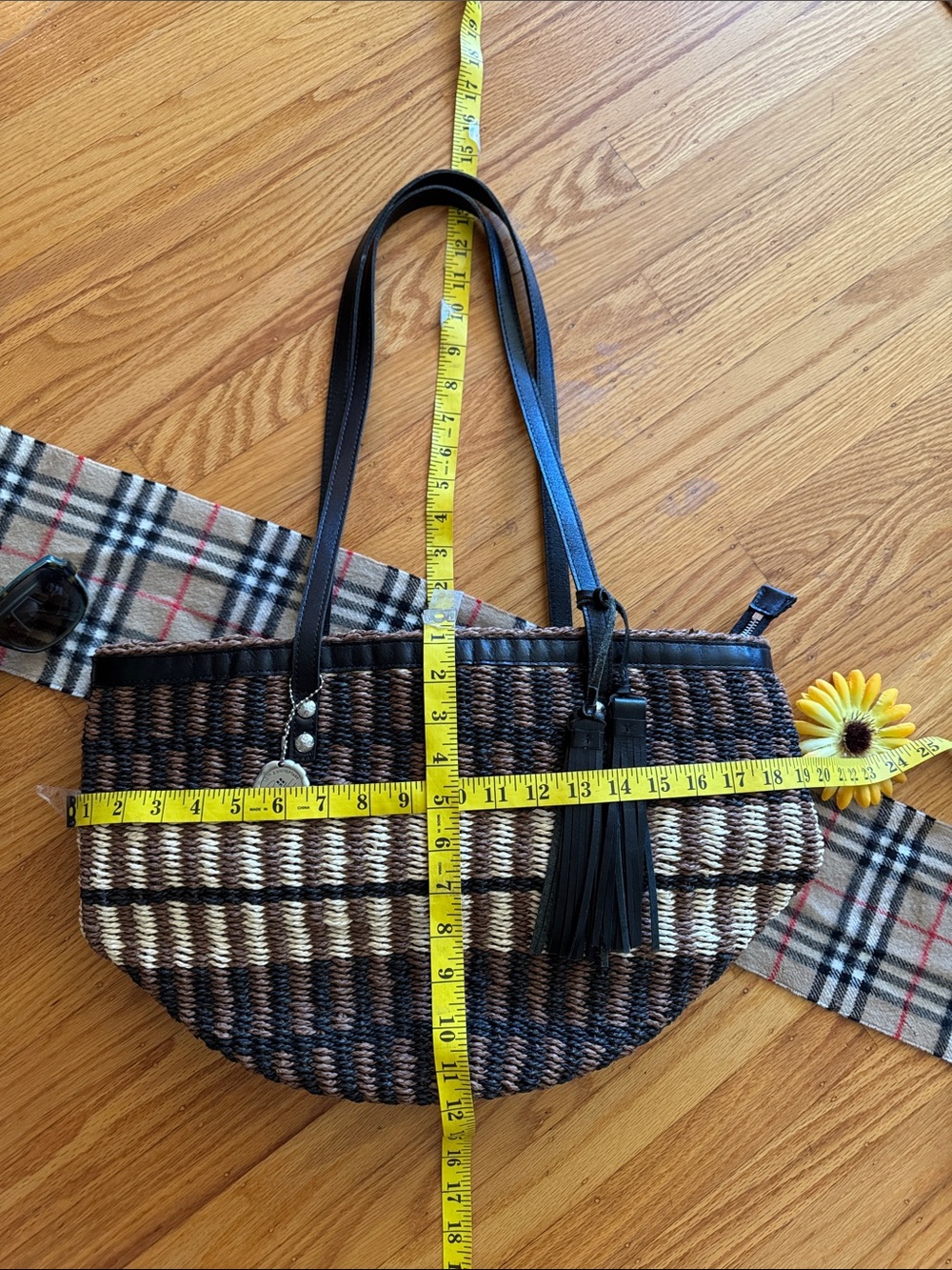 🌺 PATRICIA NASH; Sellia Maize Specialty Woven Tan/Black Zipper Top Tote Bag 4 U! - Picture 14 of 16